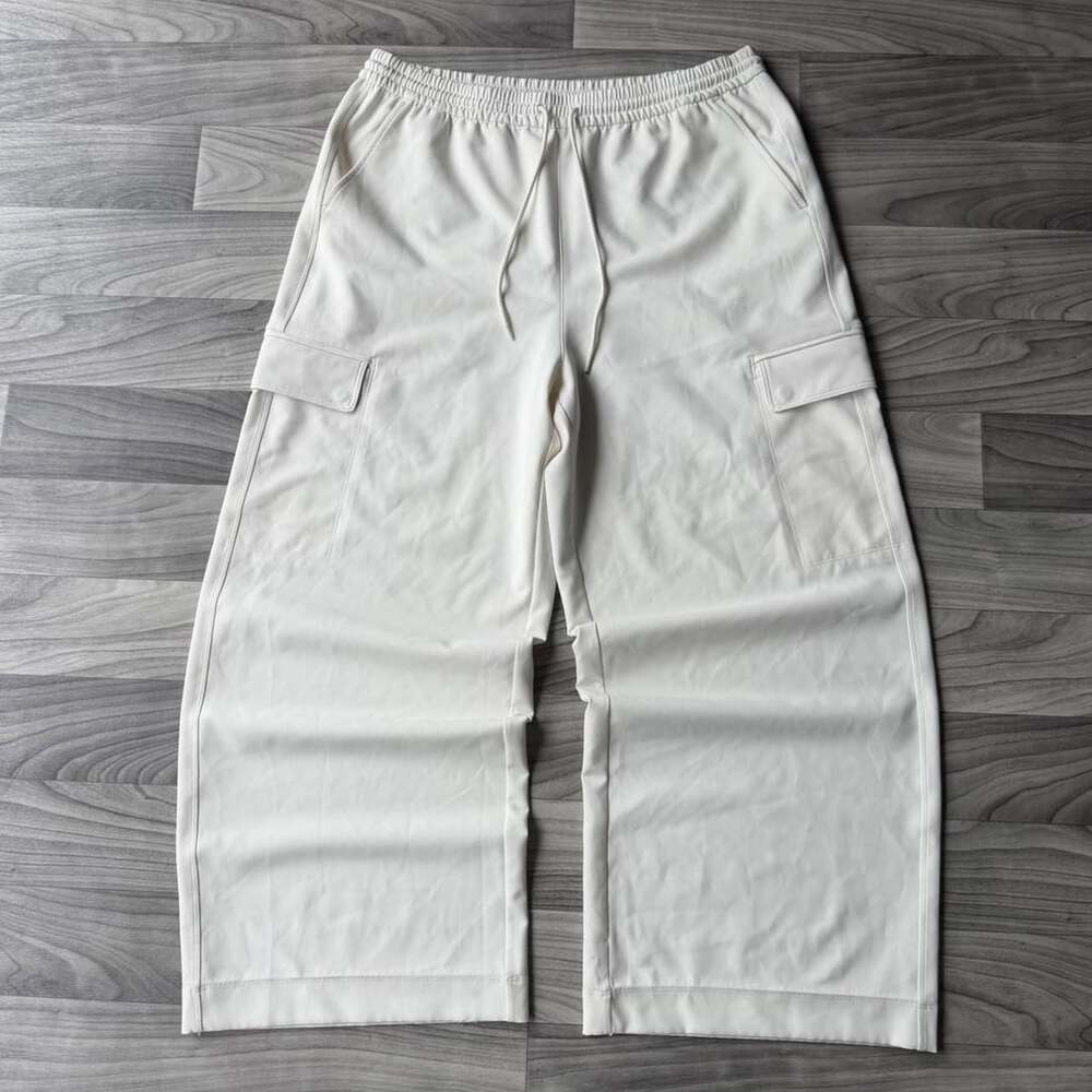 Athleta Cargo Sweatpants Size L/P Cream Y2K Baggy Wide Leg